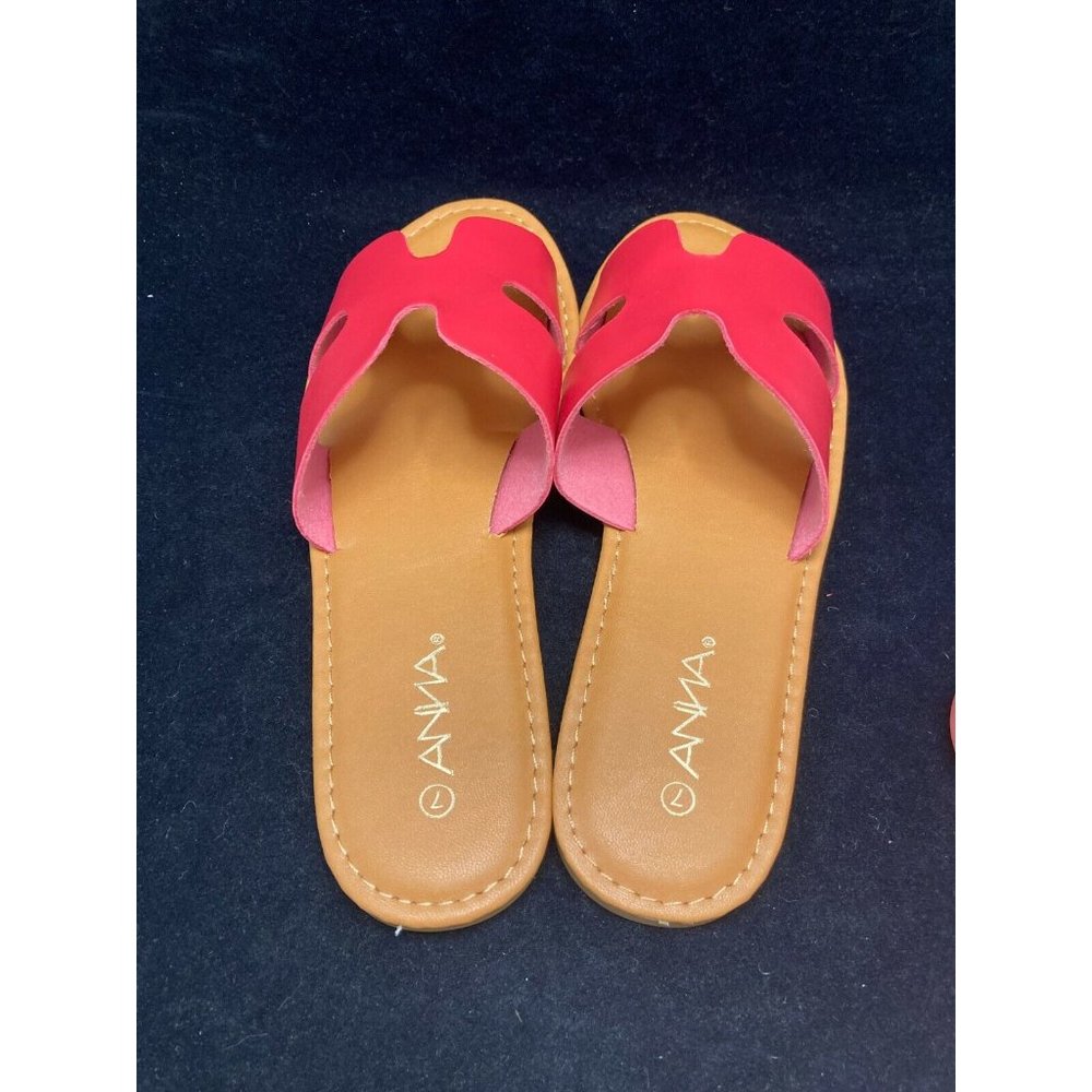 ANNA CUT OUT SLIDE RED SANDALS - SIZE 7- NEW IN BOX! - Picture 3 of 4